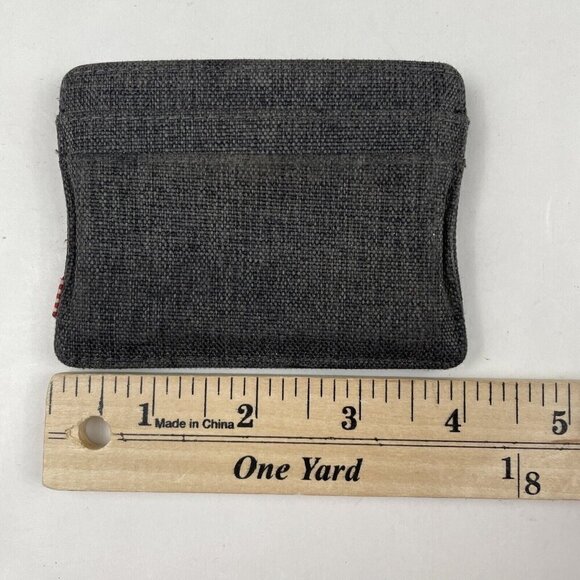 Herschel Slot Card Holder Case Wallet Gray Denim Canvas - Picture 3 of 7